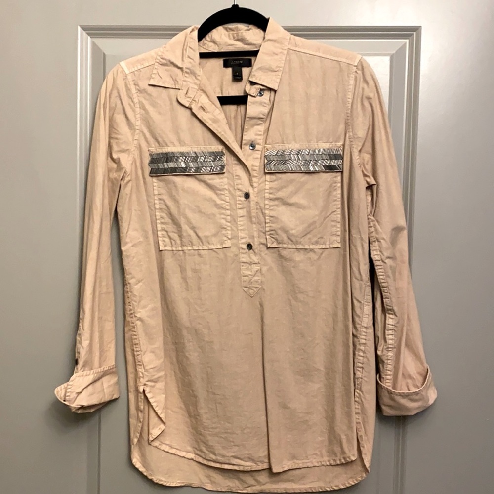 J.crew 3/4 button down shirt in dusty pink size 2
